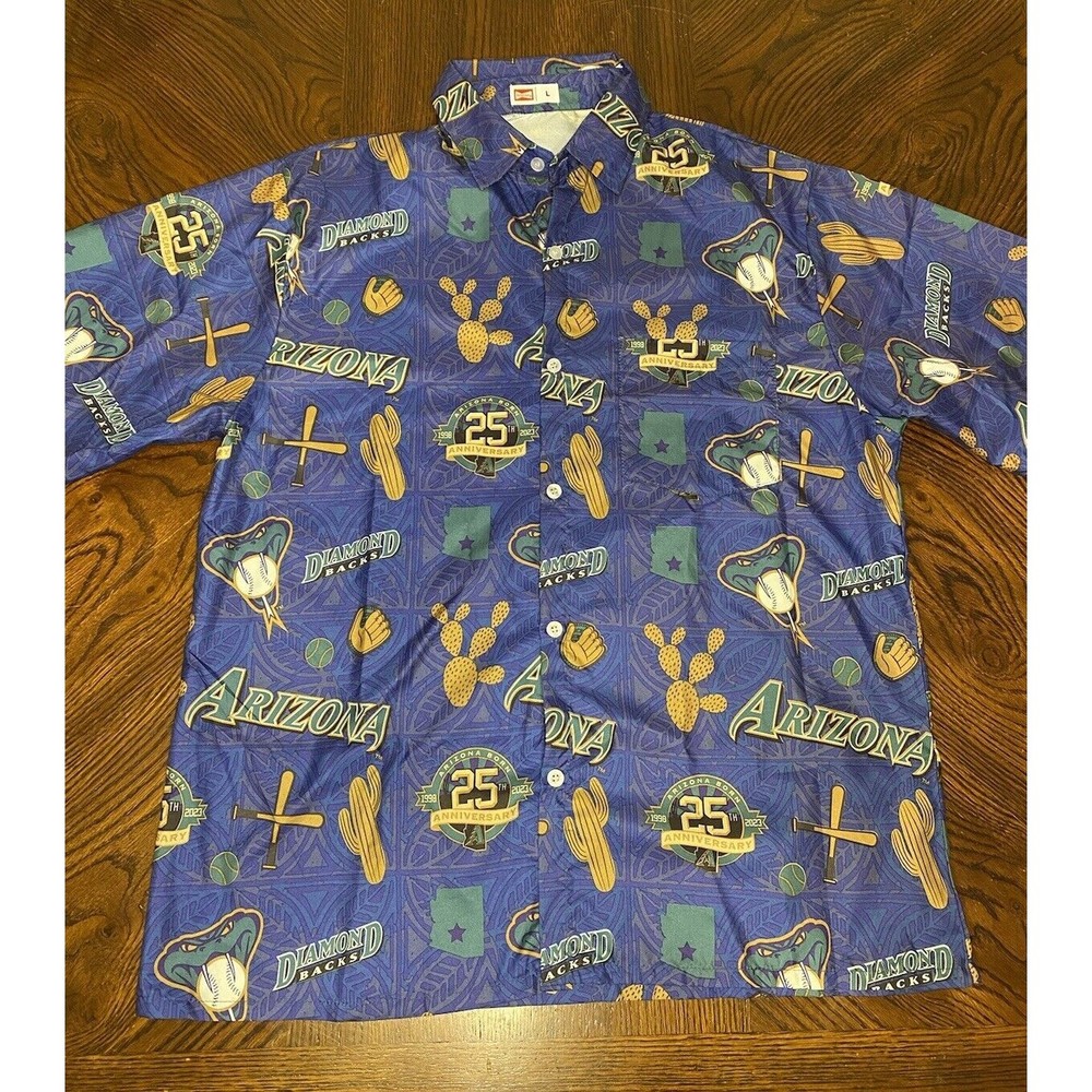 Budweiser Arizona Diamondbacks Shirt Adult Large All Over Print Button Up Mens